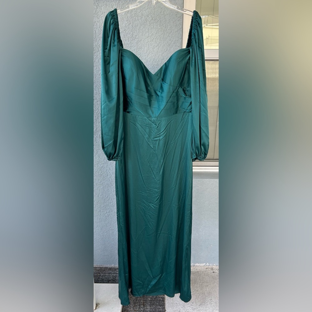 Cinderella Divine Green Off Shoulder Pleated Side Slit Formal Elegant Dress 22